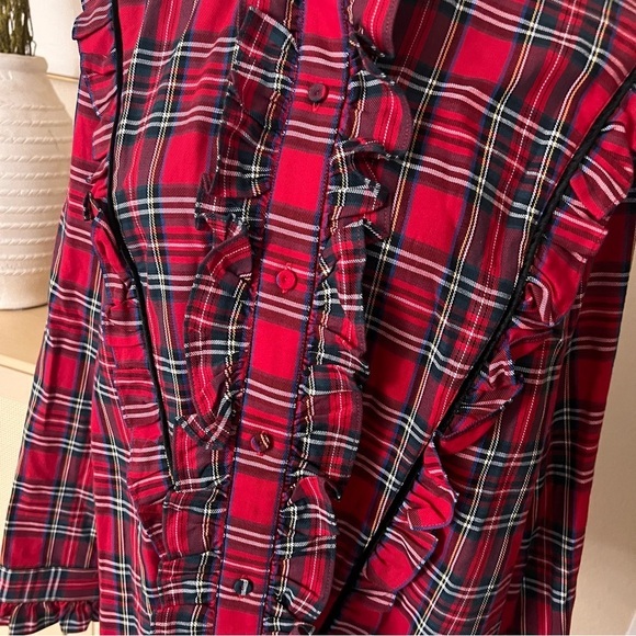 TUCKERNUCK Red Plaid Royal Stewart‎ Tartan Ruffle Reagan Button Size XXL - Picture 7 of 14